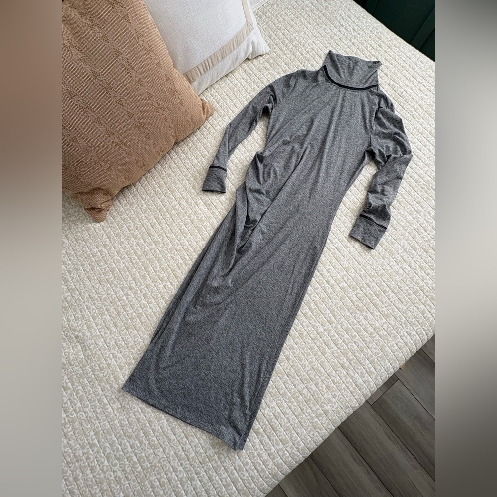 Athleta Weekday Industry Turtleneck Midi Active Dress | Light Gray | Size M - Picture 6 of 16